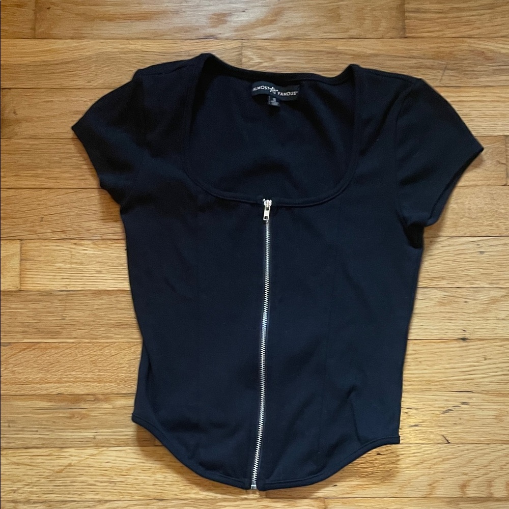Black Zippered Women's Top